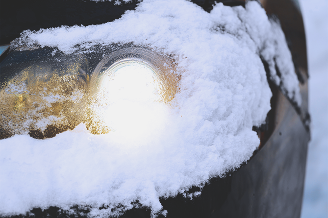 Snowy-Car-Headlight-Shining